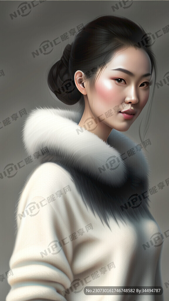 清纯美女 穿白色毛线衣