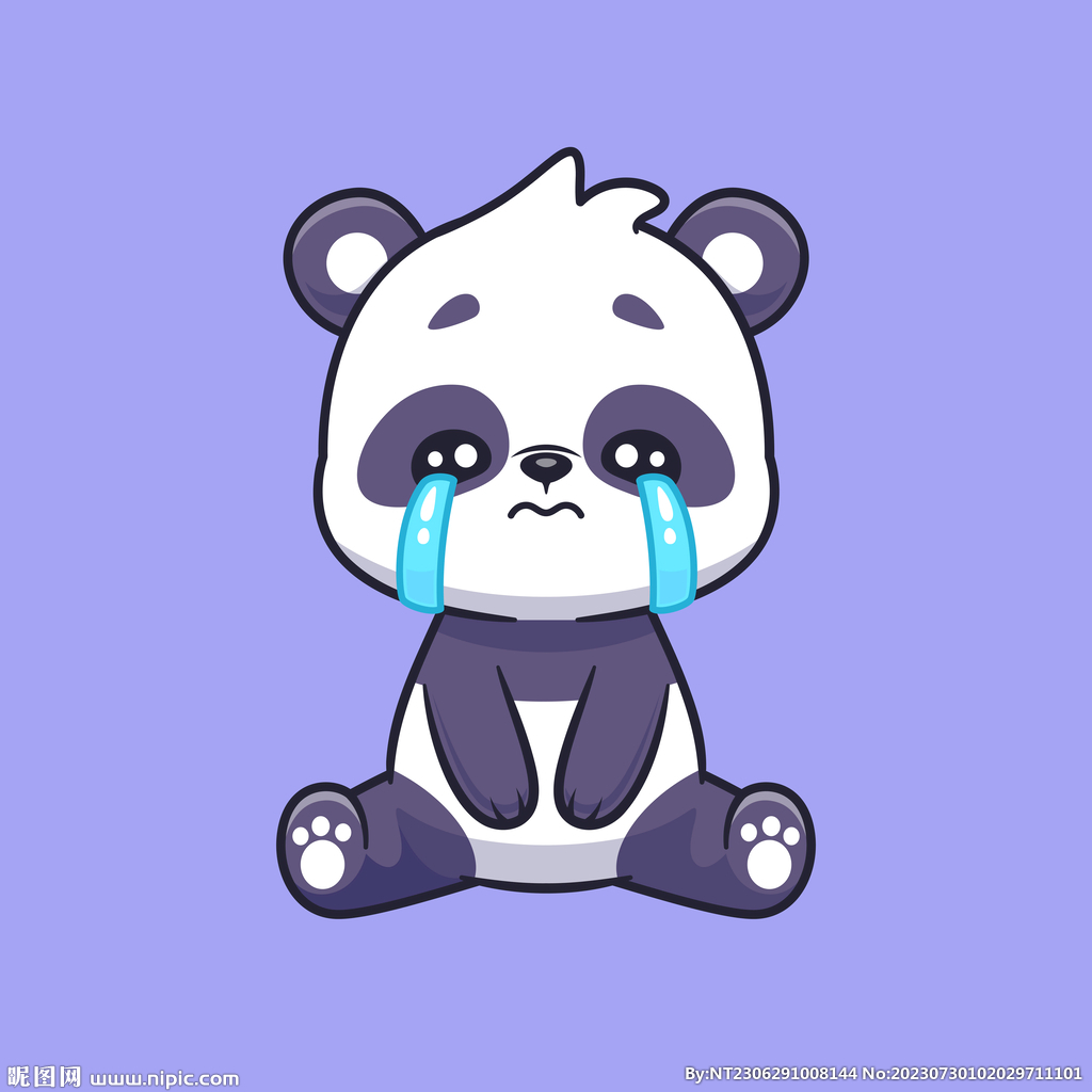 可爱卡通熊猫哭泣