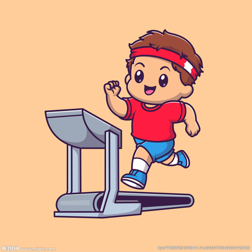 卡通全民健身运动跑步
