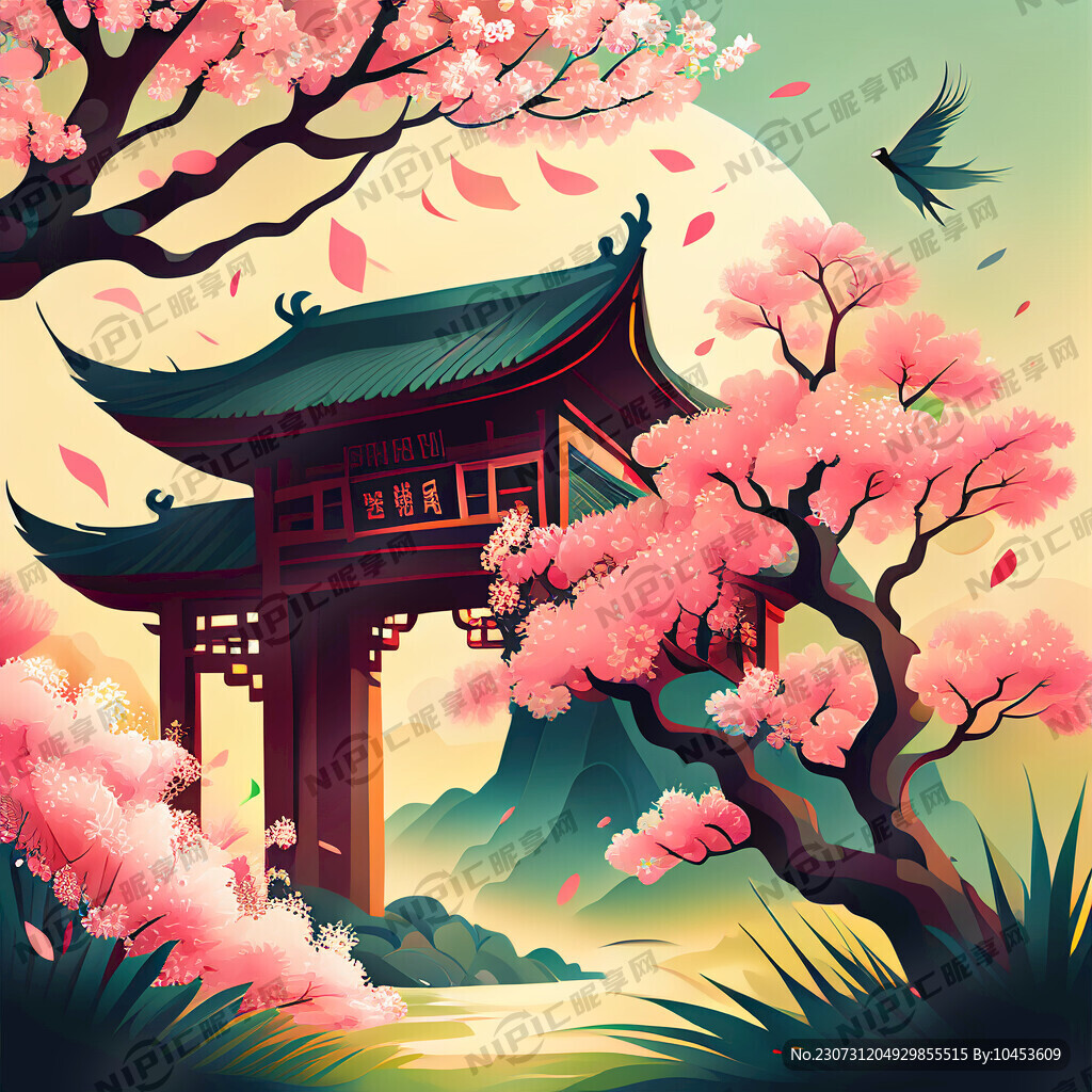 梦幻春天 唯美 矢量 插画风格