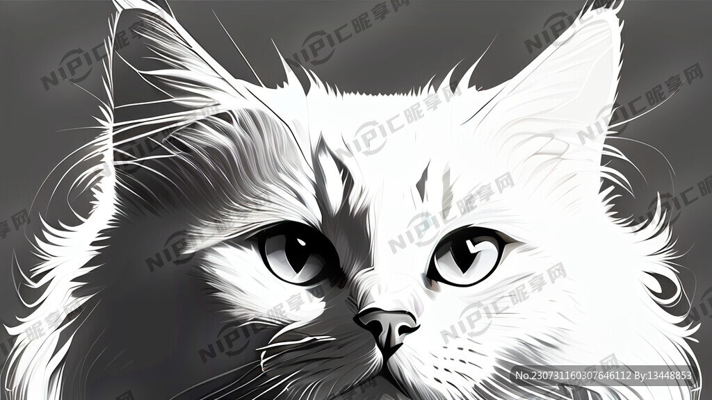 猫 白色 轮廓清晰完整 开心