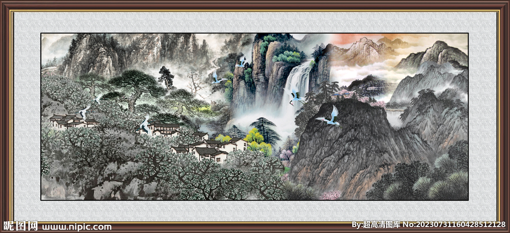 招财山水图 