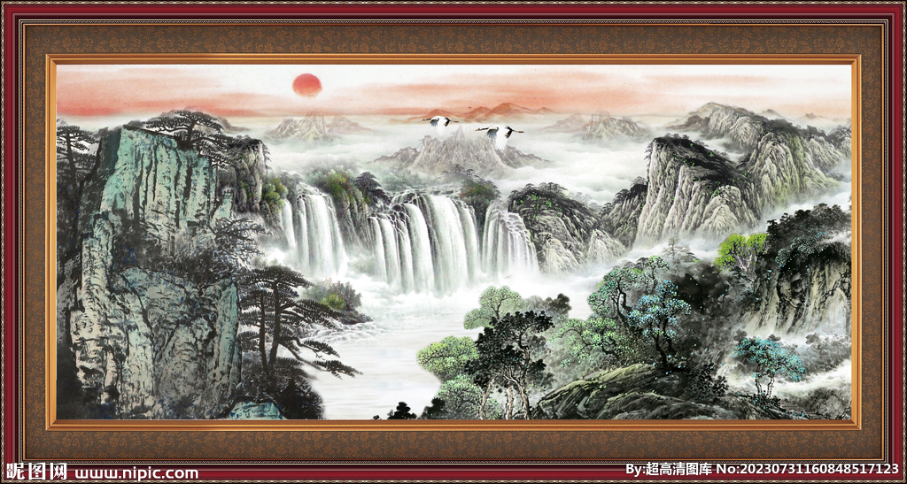 招财山水图 