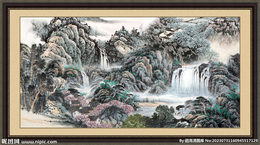 招财山水图 