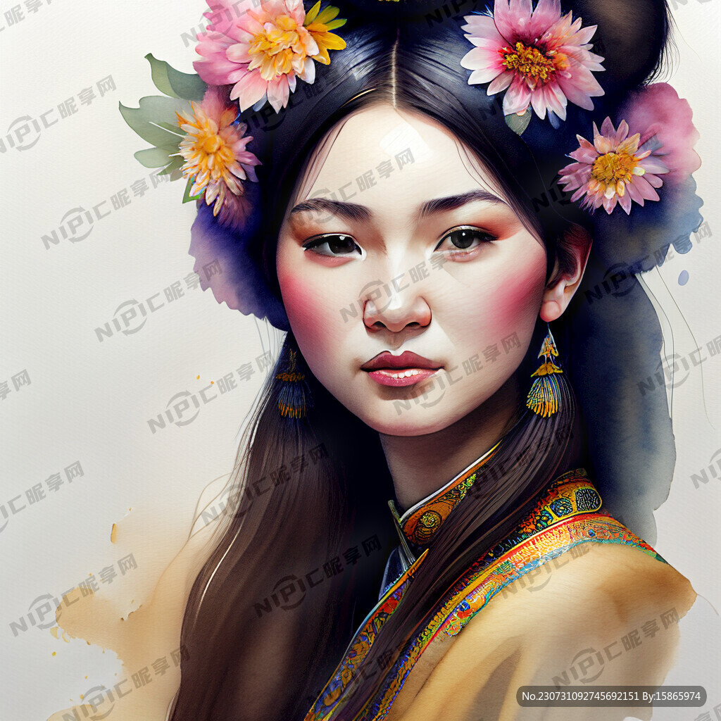 蒙古少女唯美面容精致毛发精致3