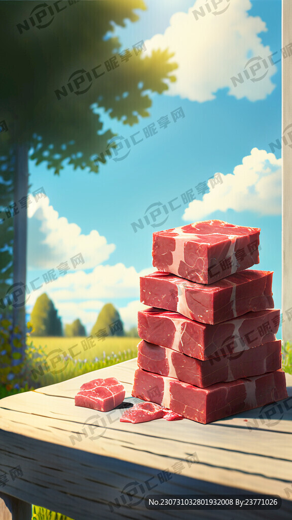 小小的牛肉块堆在一起