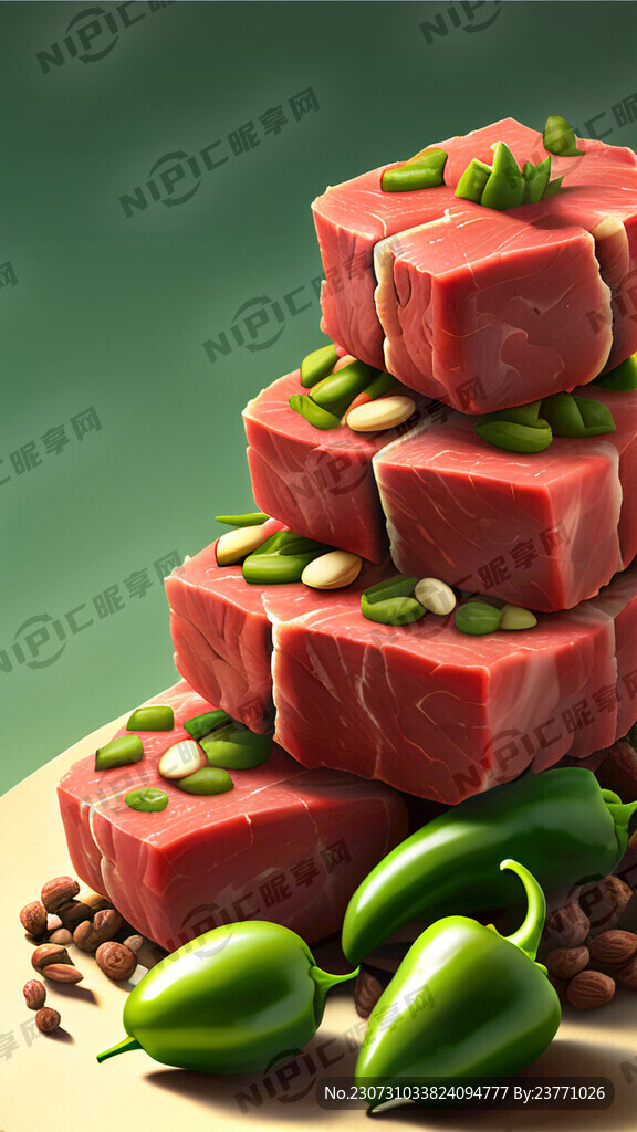 牛肉粒堆成小山 还有坚果