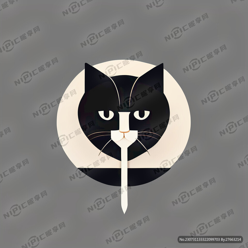 猫与铲子的结合抽象图形 标志