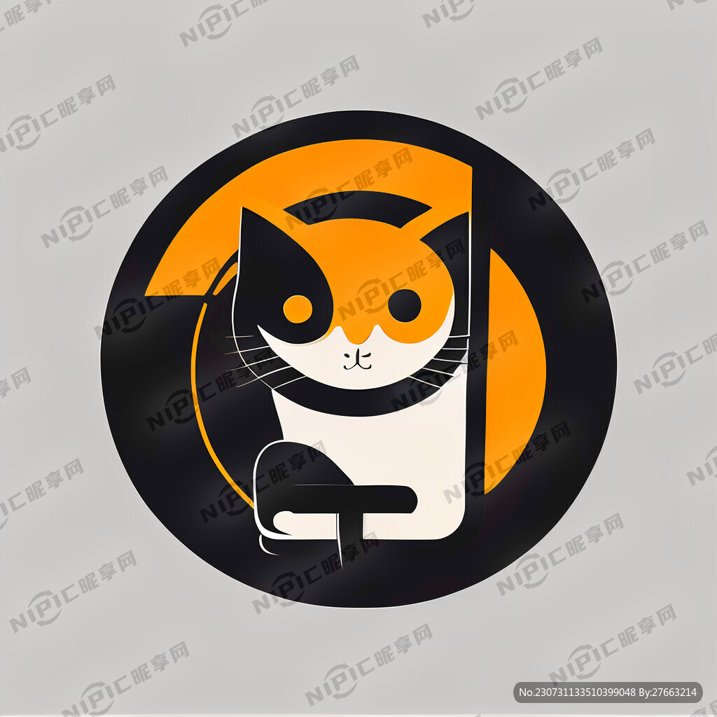 猫与铲子的结合抽象图形 标志