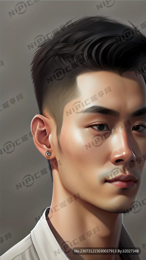 短发干净帅气男生侧脸