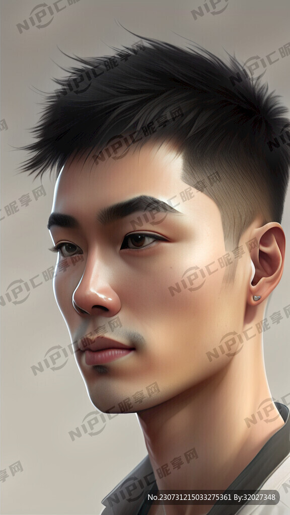 短发干净帅气男生侧脸
