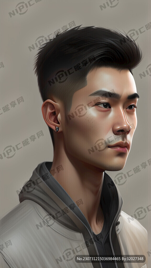 短发干净帅气男生侧脸