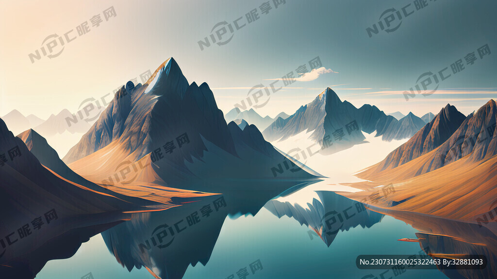 上下等分构图 上方是山脉