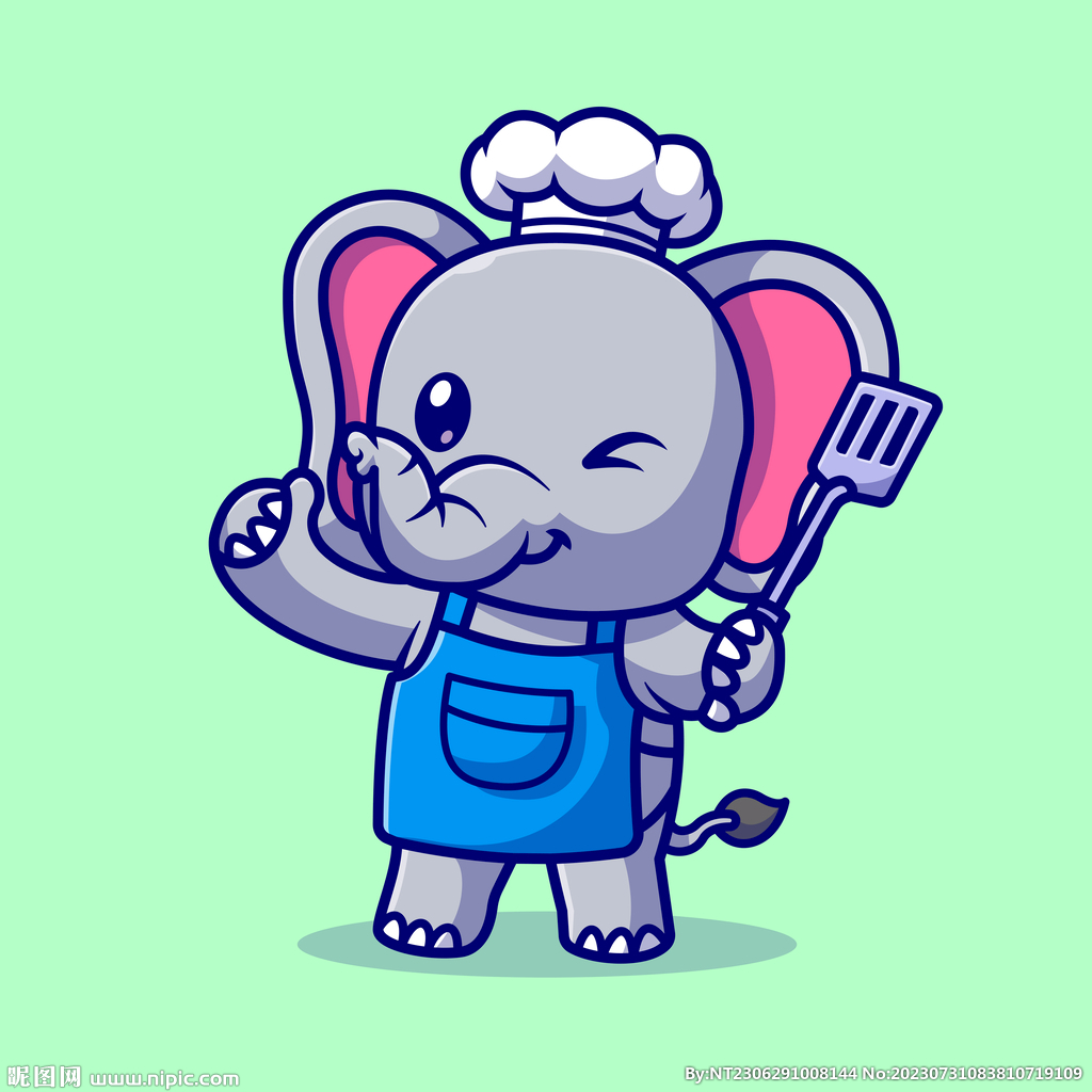 可爱卡通大象厨师