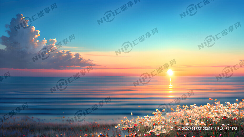 大海 太阳 蔚蓝的天空