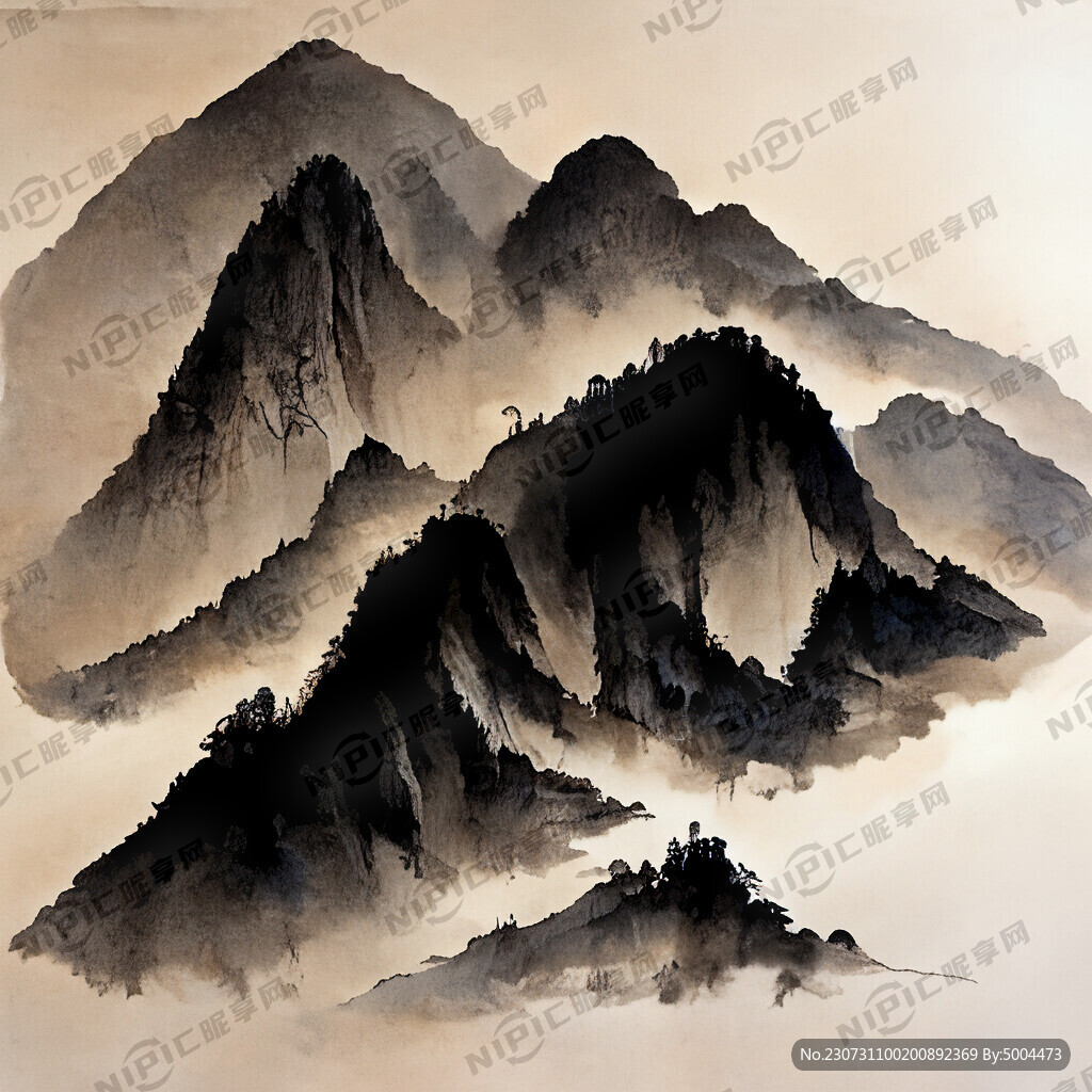 山谷 中国风 中国画 山水