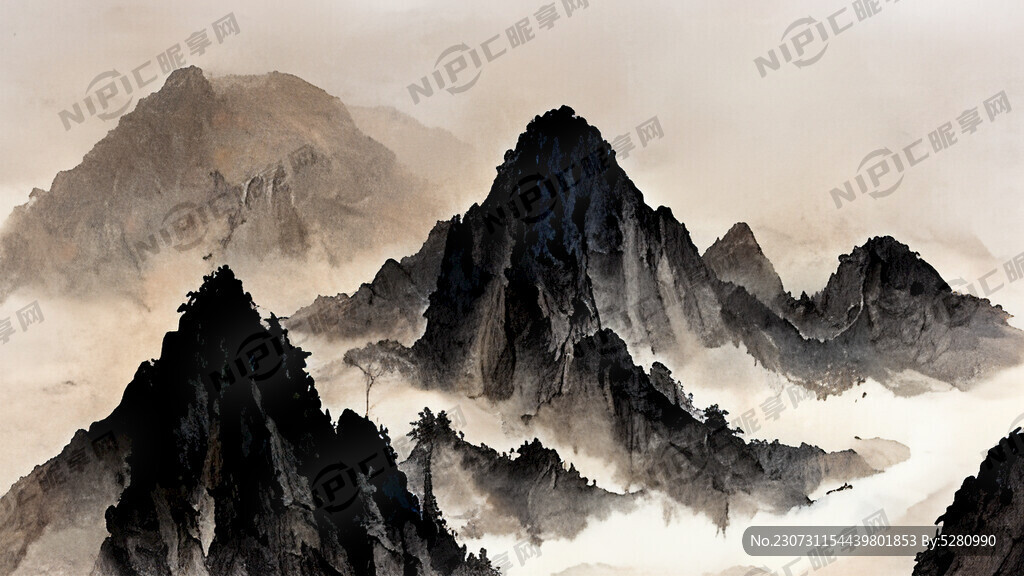 山谷 中国风 中国画 山水