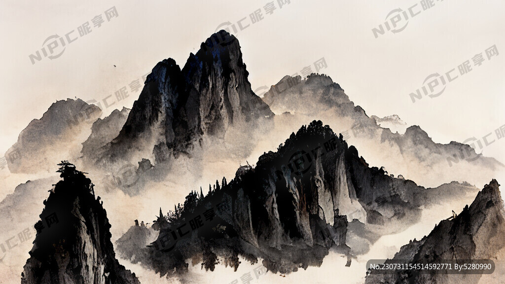 山谷 中国风 中国画 山水