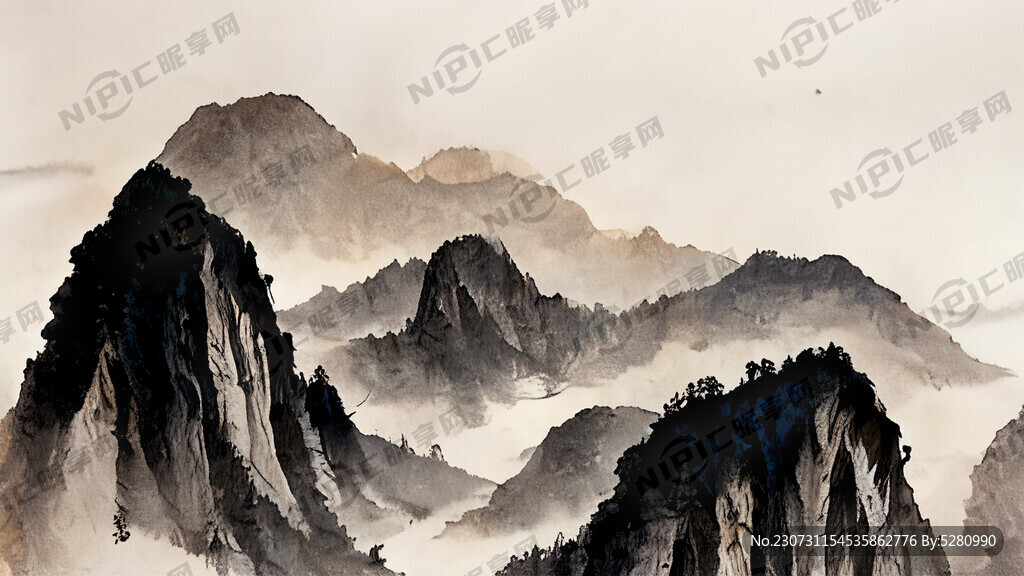 山谷 中国风 中国画 山水