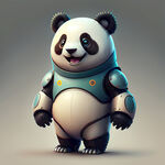 快乐的熊猫机器人吉祥物