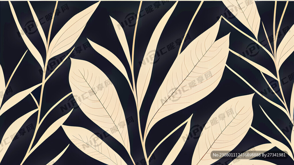 简约植物线描底纹