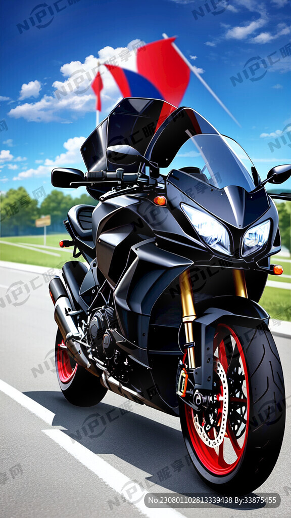 高清黑色户外美女杜卡迪