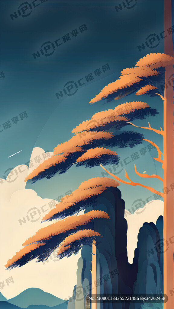 长长的背景扁平画