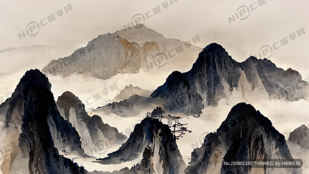 妲己 中国风 中国画 山水