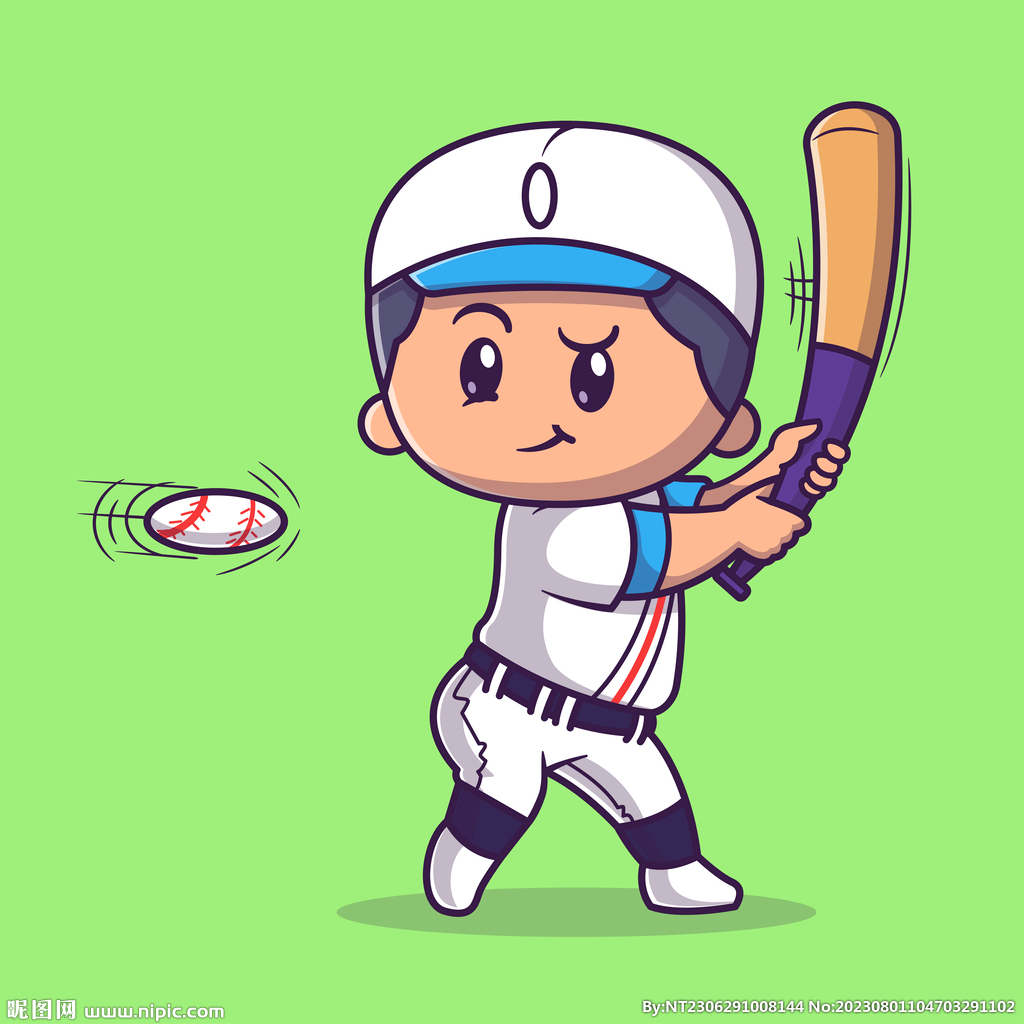 可爱卡通人物打棒球