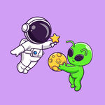 可爱卡通航天员外星人