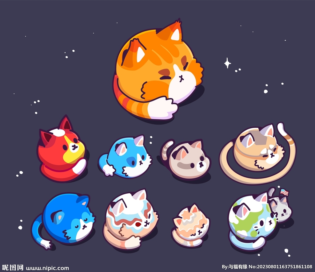可爱猫咪矢量元素