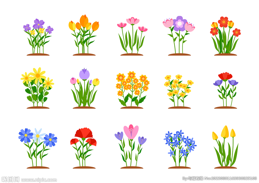 卡通手绘鲜花花束元素