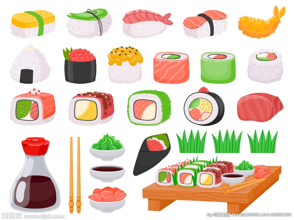 卡通手绘日本料理美食元素