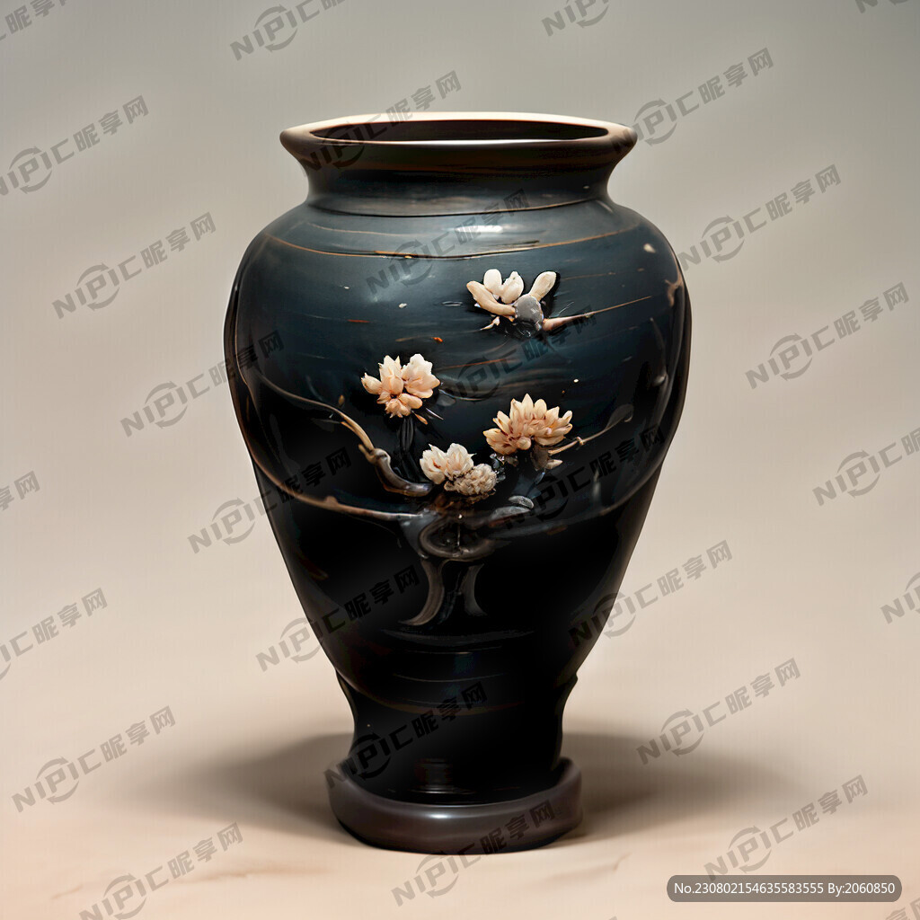 古装人物制作黑陶花瓶