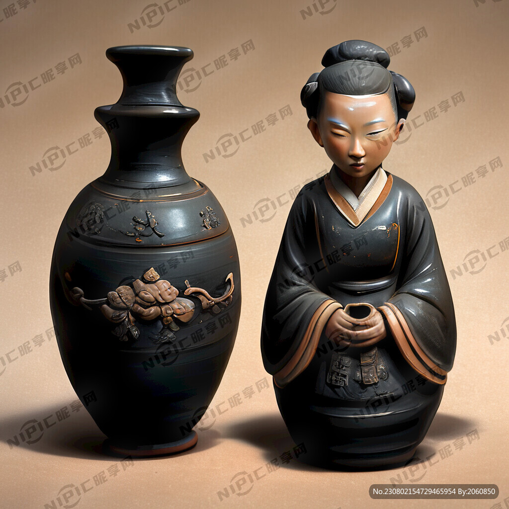 古装人物做黑陶