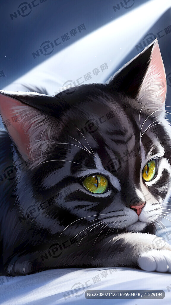 超可爱的猫背上有斑纹