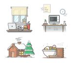 汉堡面条插画