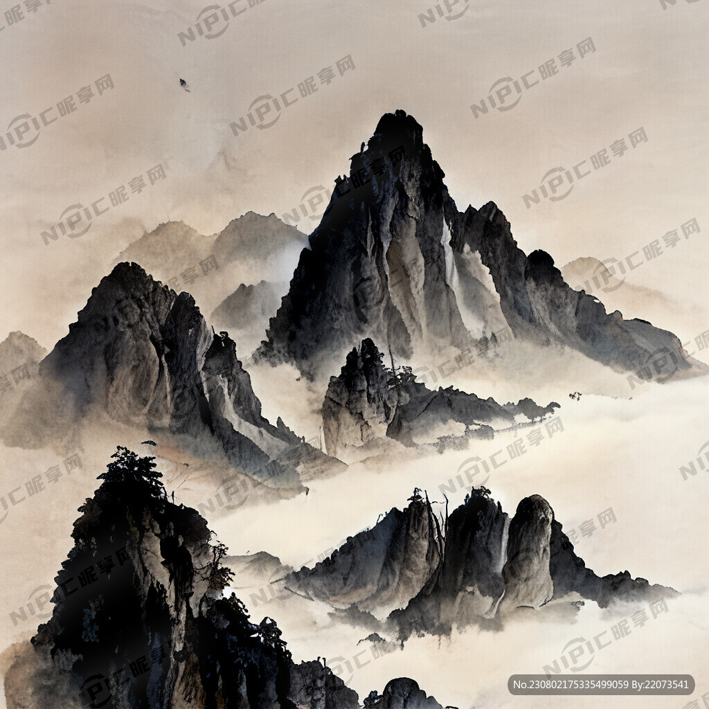 山谷 中国风 中国画 山水