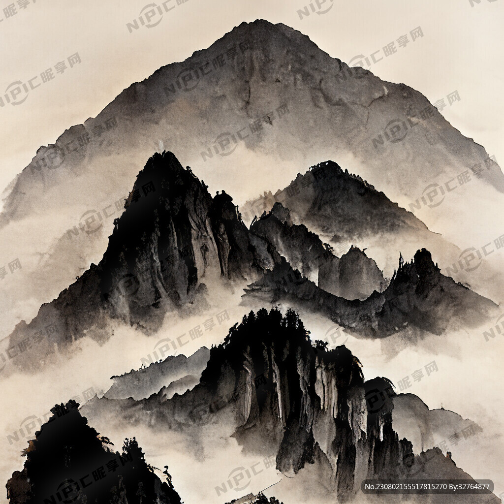 山谷 中国风 中国画 山水