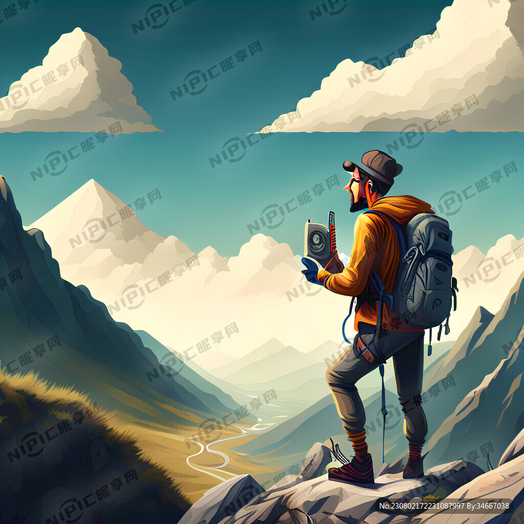 户外爬山遇险使用对讲机背景图