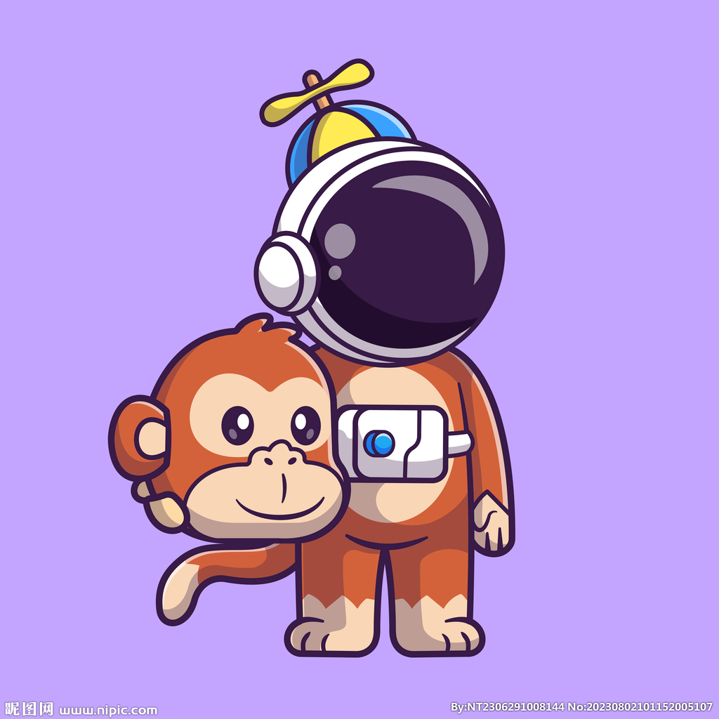 宇航员卡通猴子