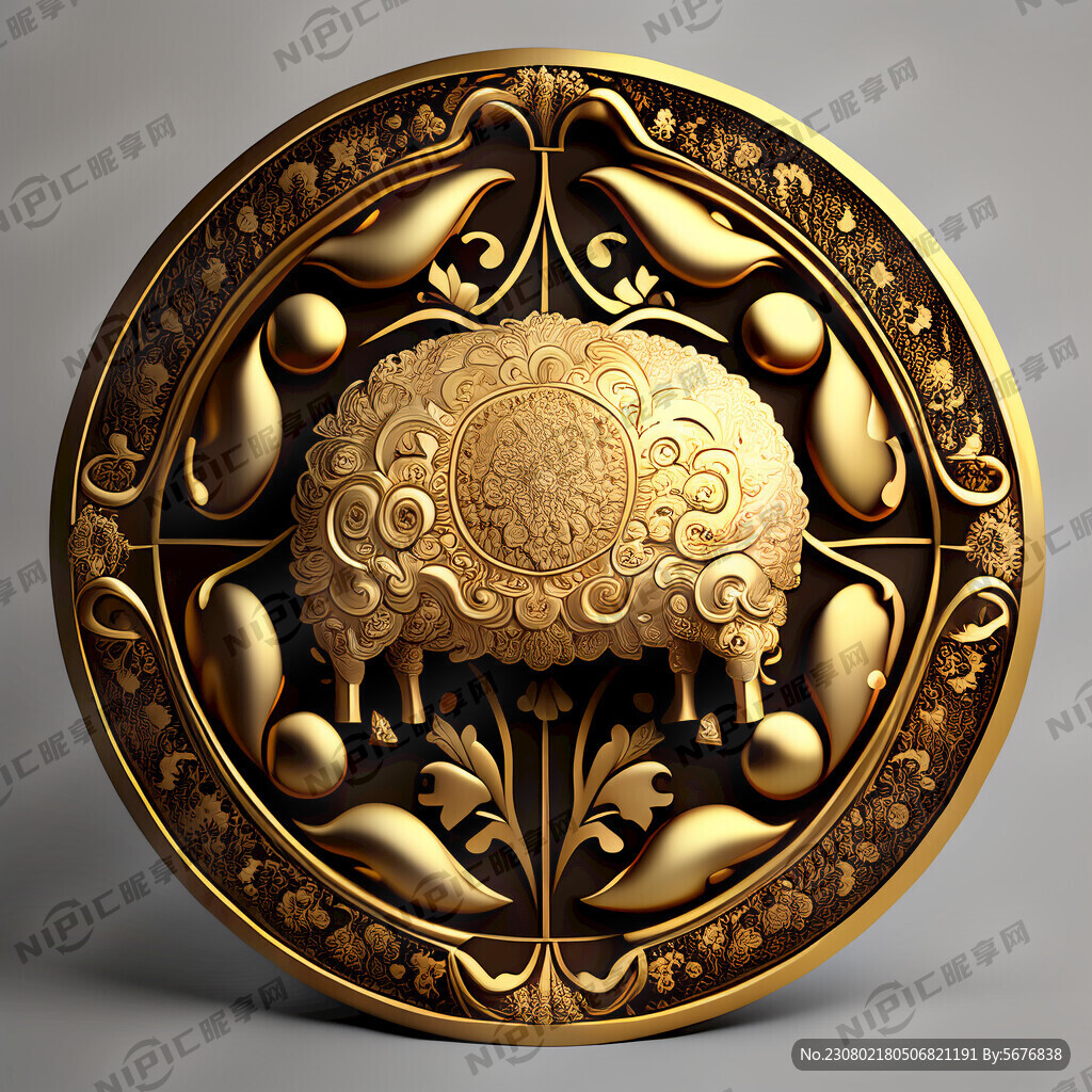 金色 盘羊 欧式花纹 欧式花纹