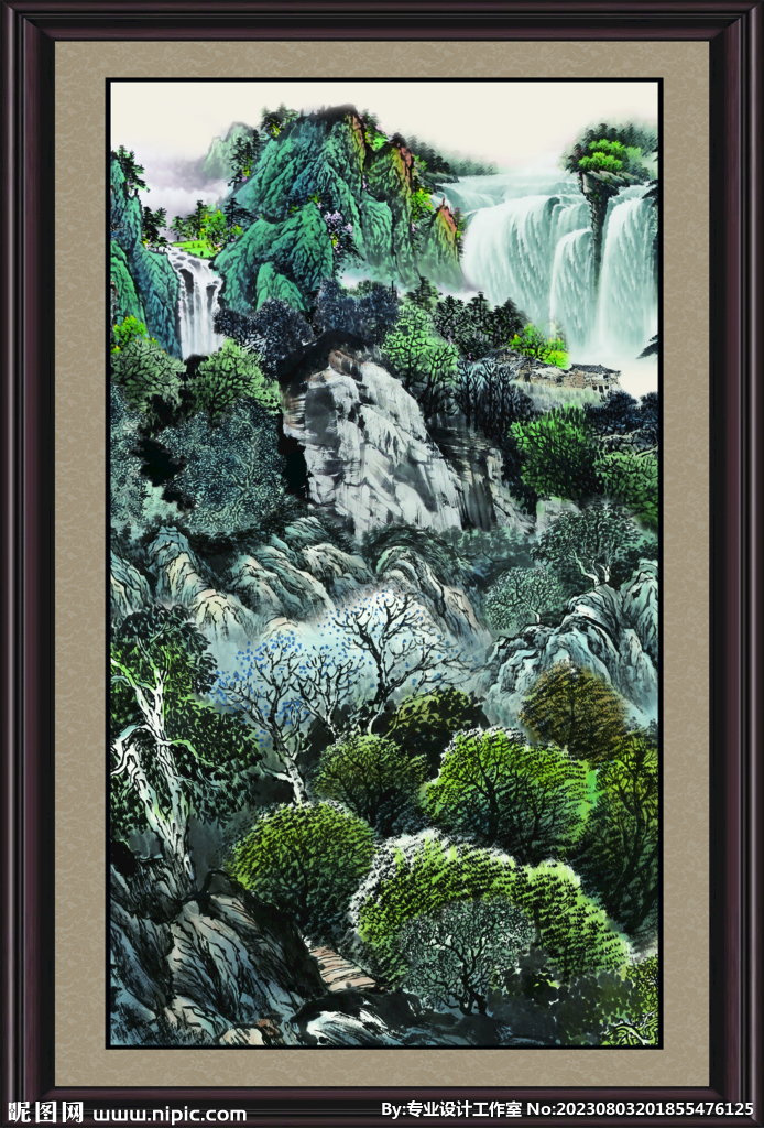 竖幅山水画 