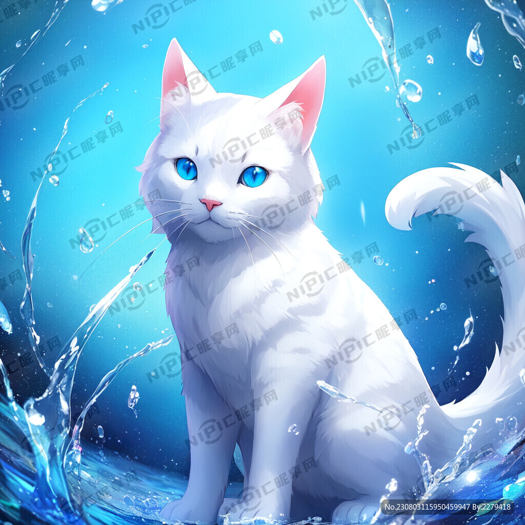 白色猫咪个性帅气