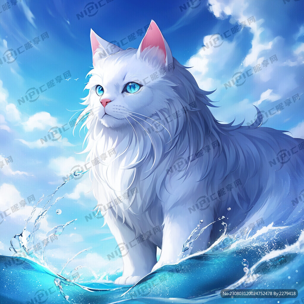 白色猫咪个性帅气