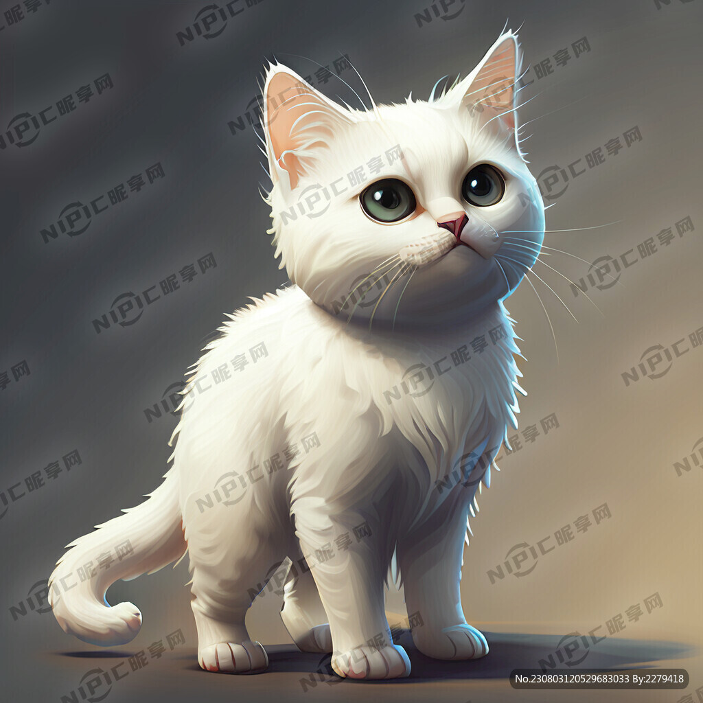 可爱白色猫咪个性站立