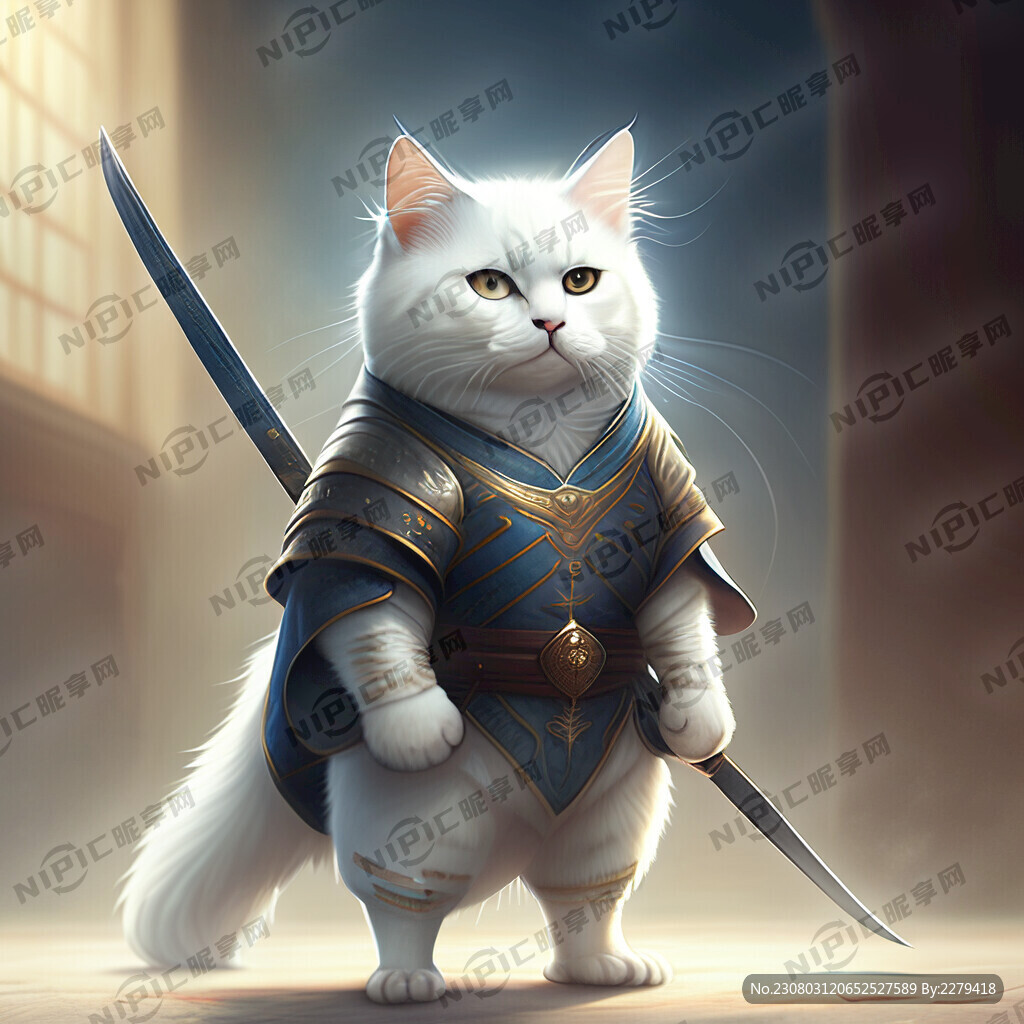 可爱白色猫咪个性站立英姿飒爽