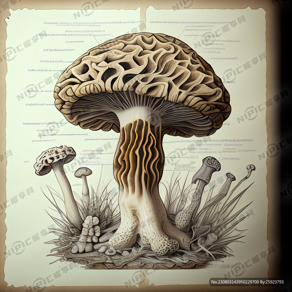 羊肚菌线描稿