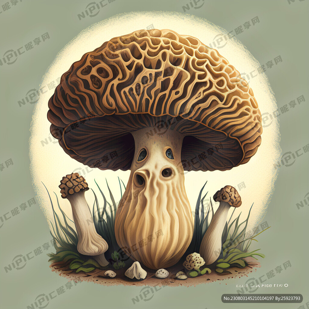 羊肚菌手绘插画