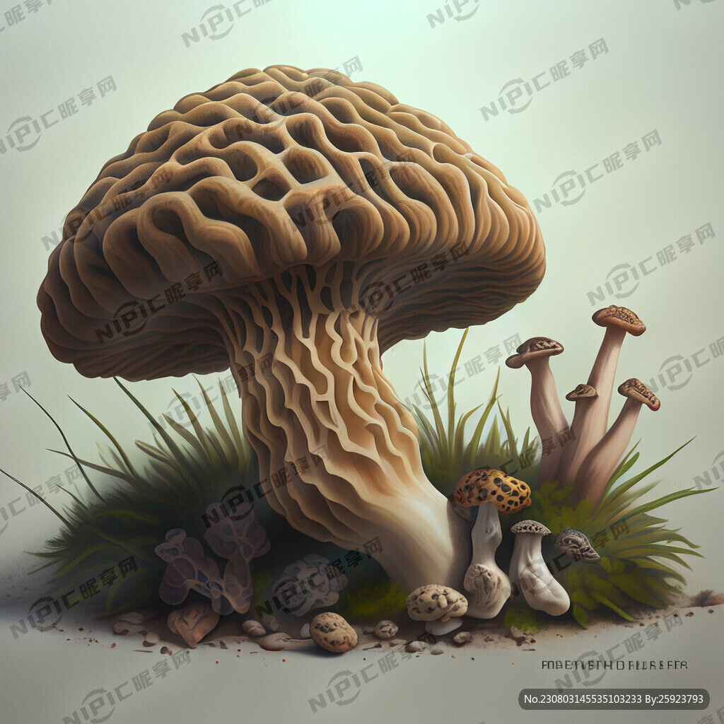 实物羊肚菌绘画